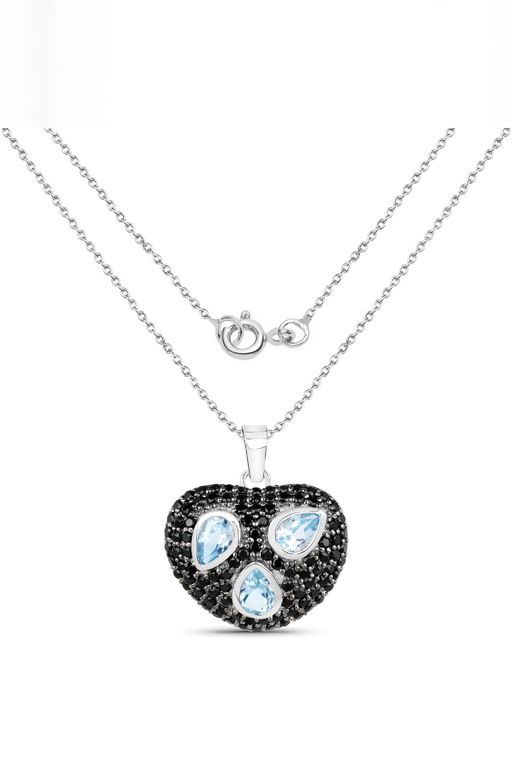 Sterling Silver Topaz and Spinel Pendant Necklace