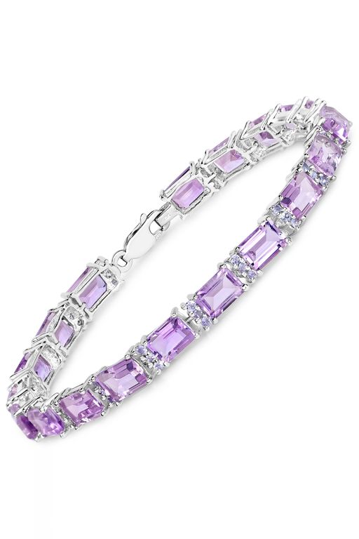 Sterling Silver Amethyst and Tanzanite Bracelet