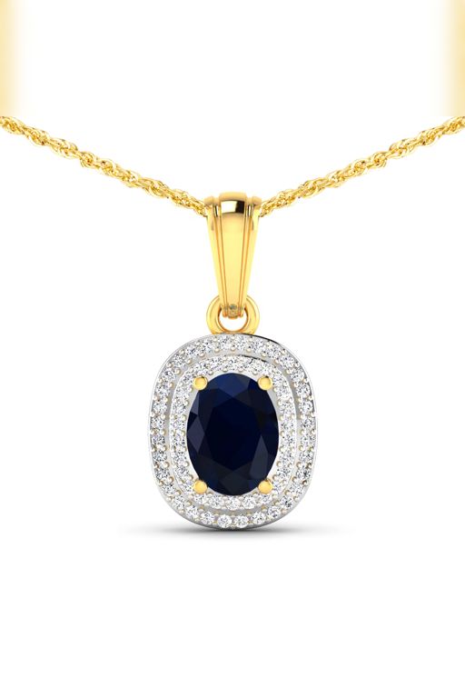 14k Gold Sapphire and Diamond Pendant Necklace