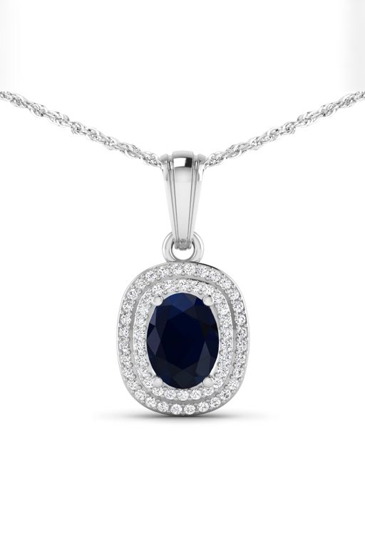 14k Gold Sapphire and Diamond Pendant Necklace