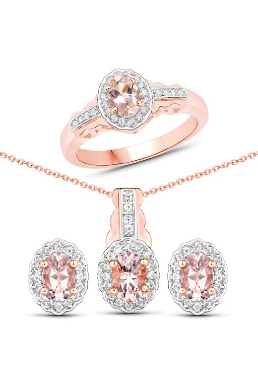 Sterling Silver Morganite and Topaz Jewelry Set