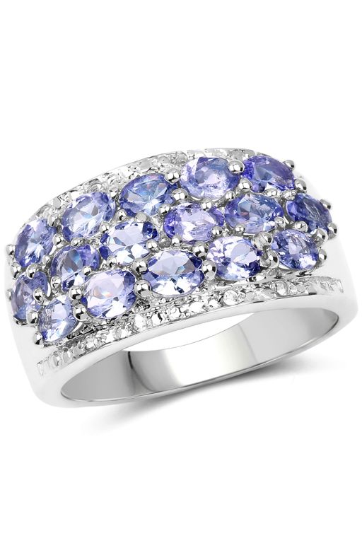 Sterling Silver Tanzanite and Diamond Ring