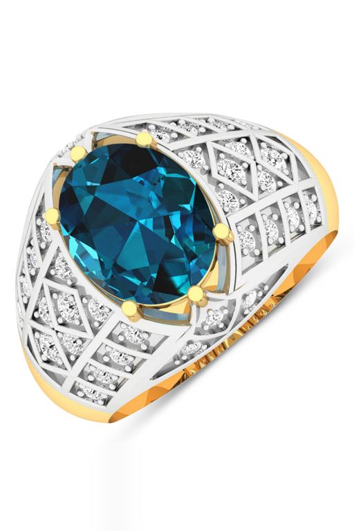 14k Gold Topaz and Diamond Ring