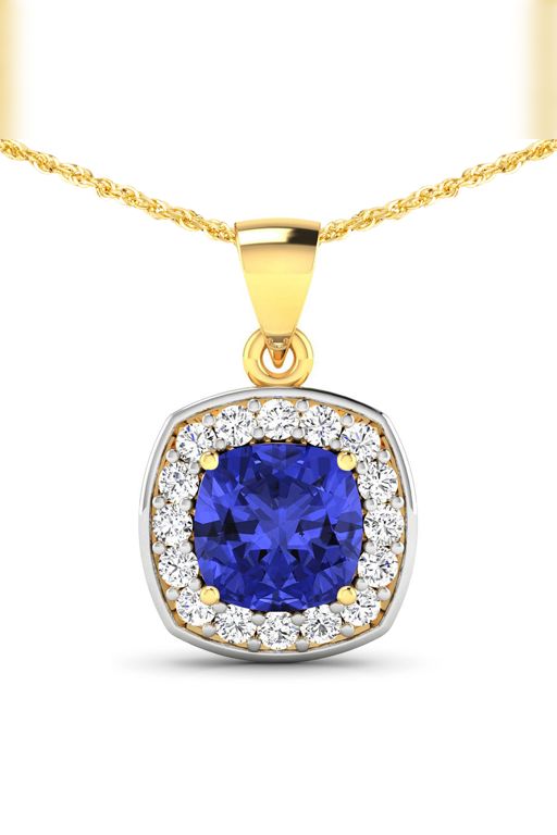 14k Gold Tanzanite and Diamond Pendant Necklace