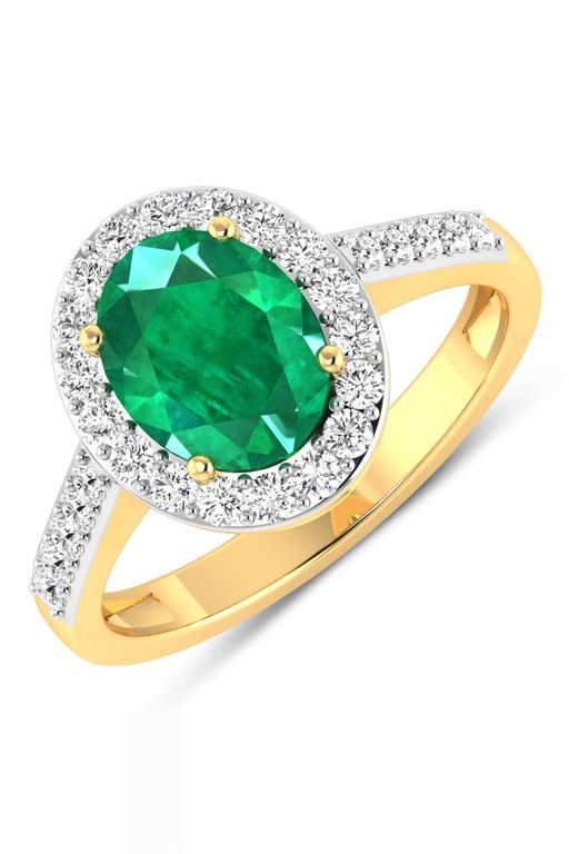 14k Gold Emerald and Diamond Ring