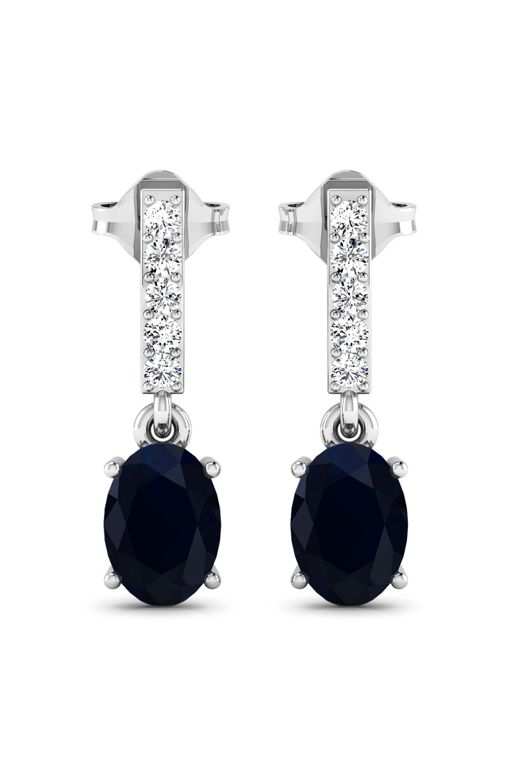 Pair of 14k Gold Sapphire and Diamond Earrings