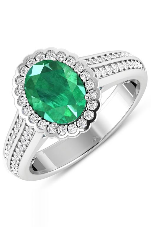 14k Gold Emerald and Diamond Ring