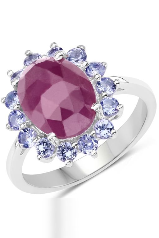 Sterling Silver Sapphire and Tanzanite Ring
