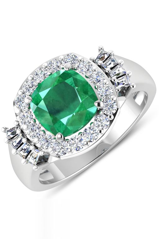 14k Gold Emerald and Diamond Ring