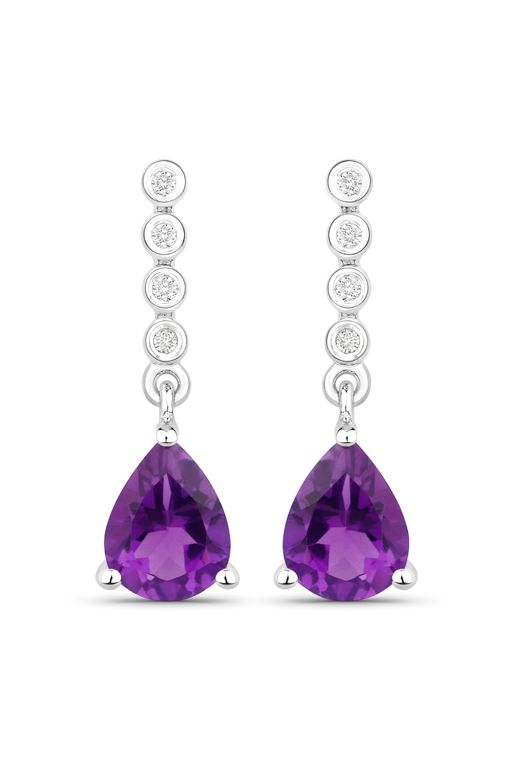 Pair of Amethyst and Diamond Earrings