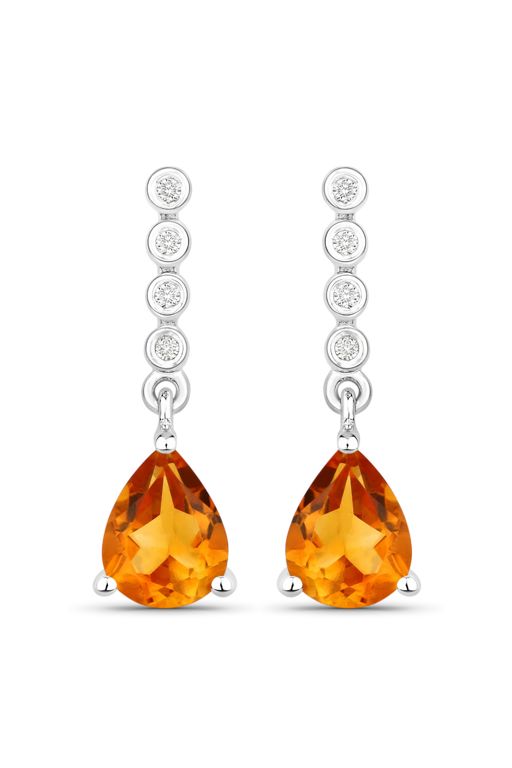 Pair of Citrine and Diamond Earrings