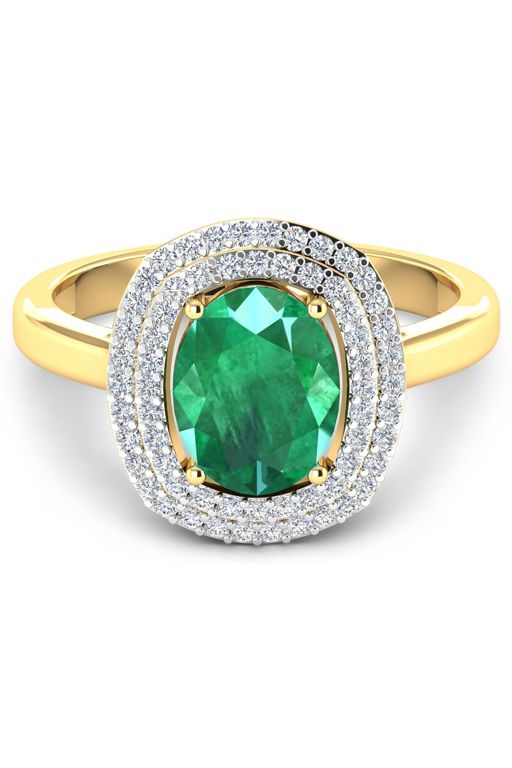 14k Gold Emerald and Diamond Ring