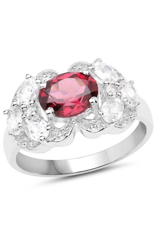 Sterling Silver Garnet and Zircon Ring