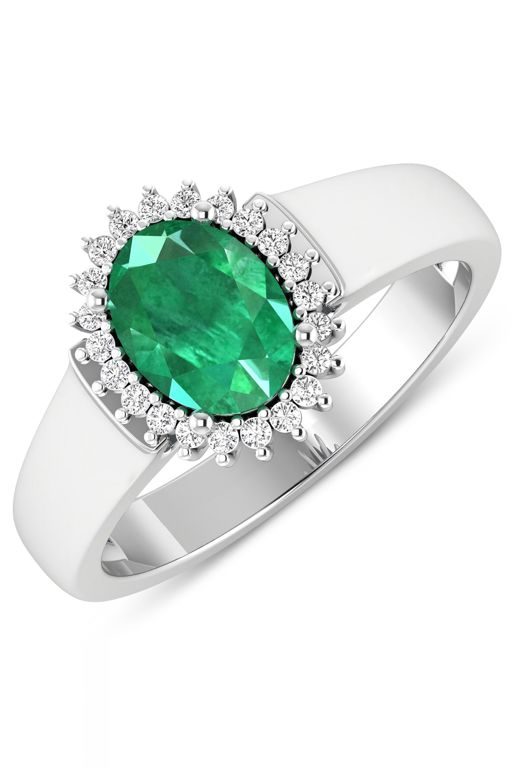 14k Gold Emerald and Diamond Ring
