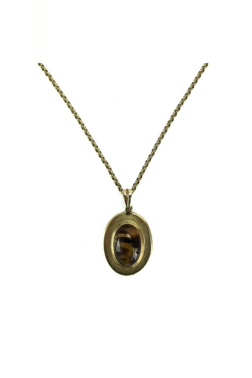 Gold Tiger Eye Pendant Necklace
