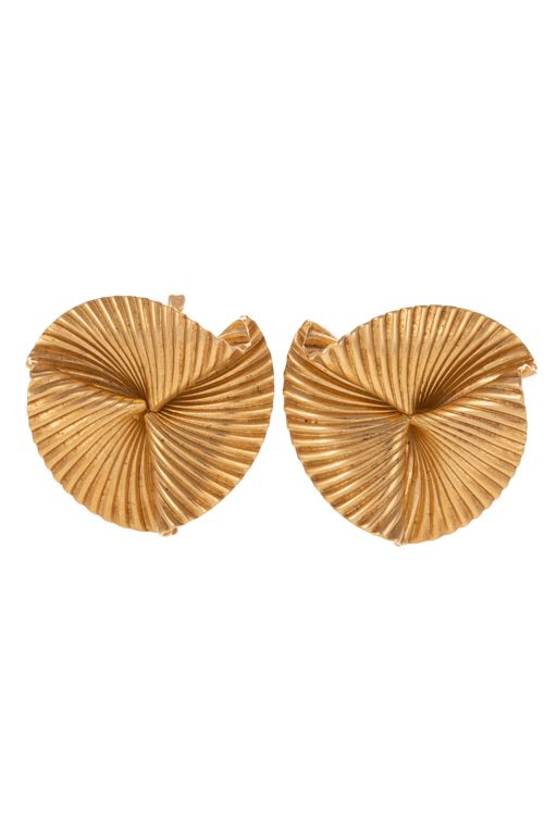 14k Yellow Gold Pinwheel Clip Earrings