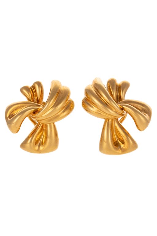 18k Yellow Gold Drape Clip Earrings