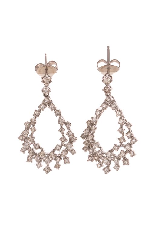 14k White Gold Diamond Dangle Earrings