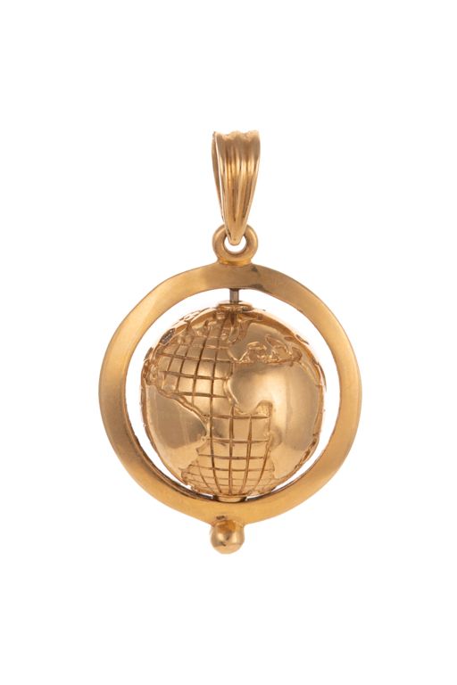 14k Yellow Gold Diamond Globe Charm Pendant