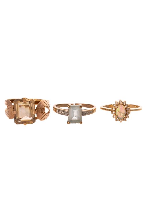 Three Gold Gemstone Rings