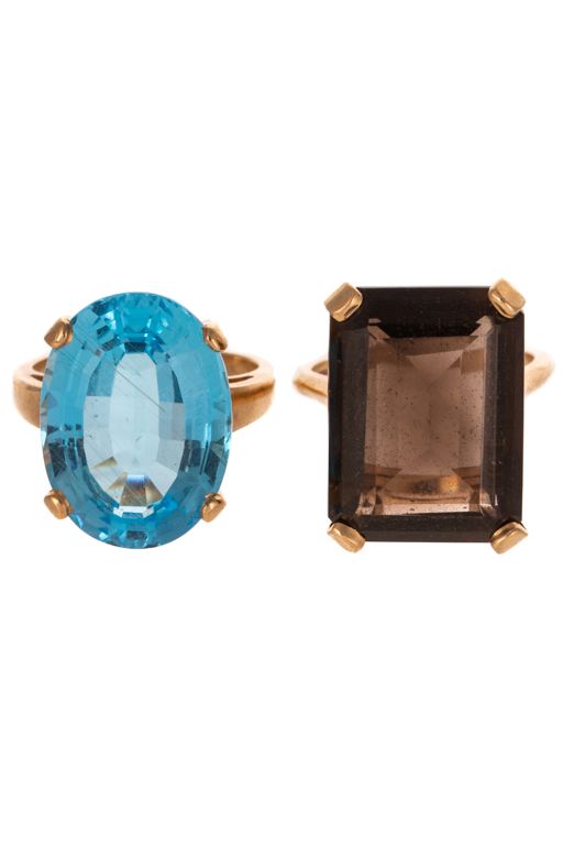 Two 14k Yellow Gold Gemstone Rings