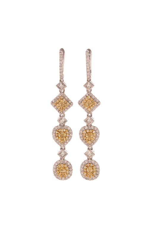 18k White Gold Diamond Dangle Earrings