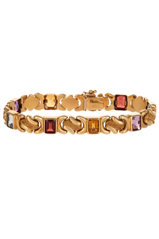 14k Yellow Gold Multi-Gem Link Bracelet