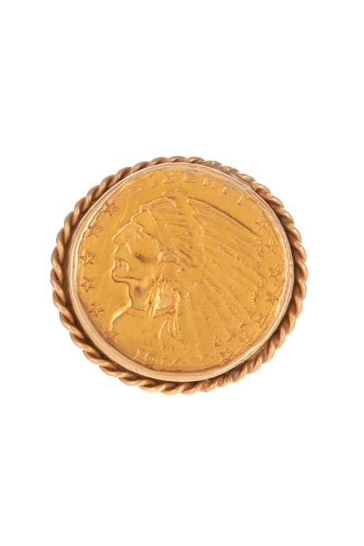 14k Yellow Gold Indian Head Coin Ring