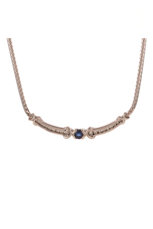 14k White Gold Sapphire and Diamond Necklace