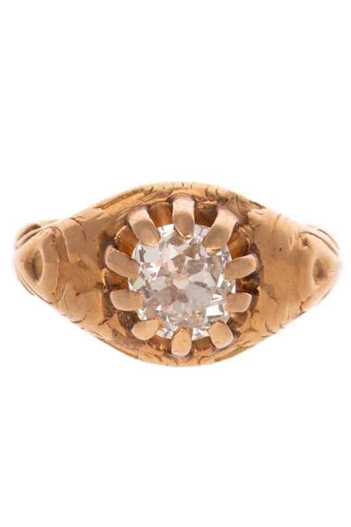 14k Yellow Gold Diamond Dome Ring