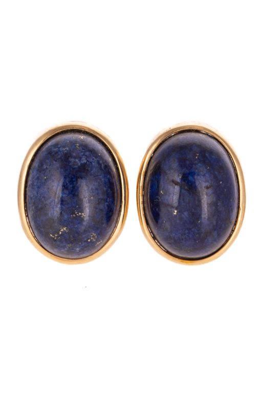 14k Yellow Gold Lapis Lazuli Clip Earrings