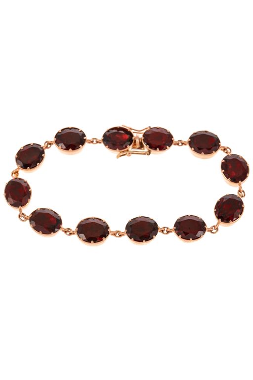 14k Rose Gold Garnet Line Bracelet