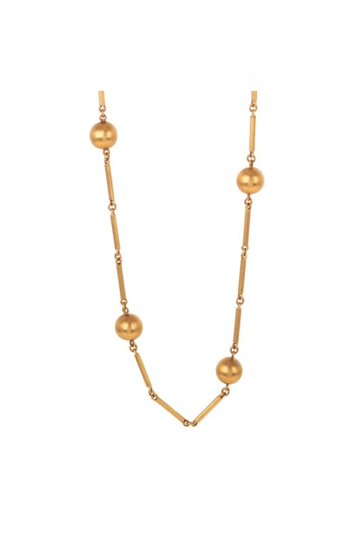 18k Yellow Gold Bead Station Necklace