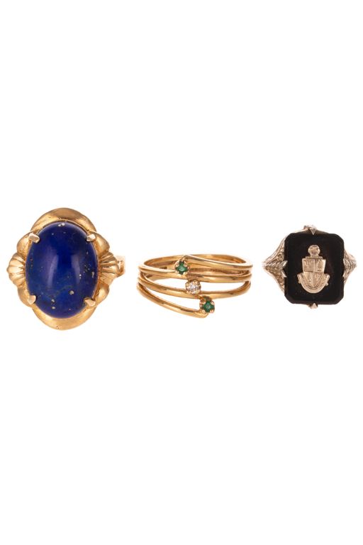 Three 14k Gold Gemstone Rings