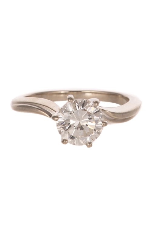 14k White Gold Diamond Solitaire Ring