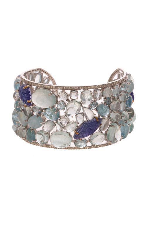 Sterling Silver Multi-Gem Cuff Bracelet
