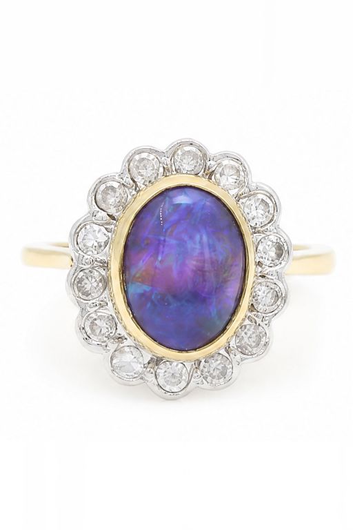 18k Gold Opal and Diamond Ring