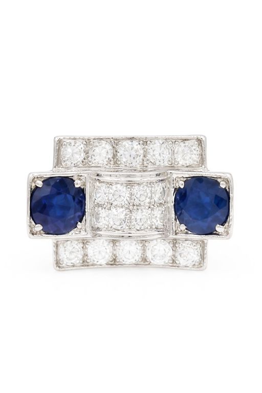 Platinum Sapphire and Diamond Ring