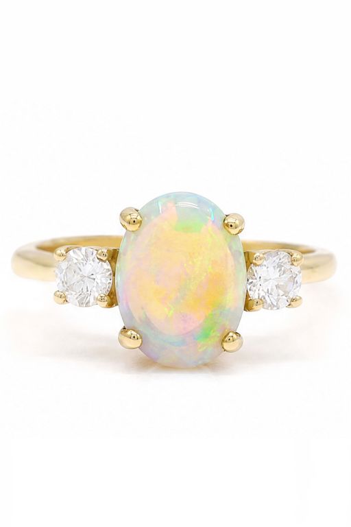 18k Gold Opal and Diamond Ring