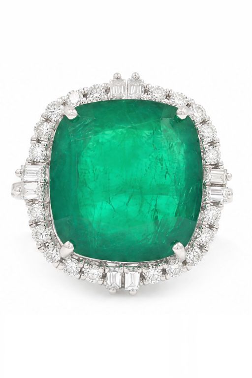 18k Gold Emerald and Diamond Ring