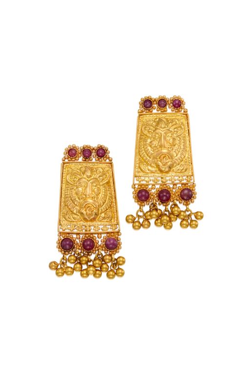 Pair of Gold Ruby Earrings