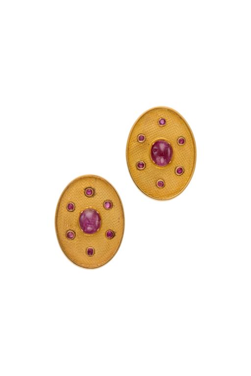 Pair of 18k Gold Ruby Earrings