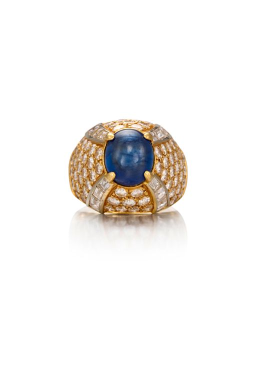 18k Gold Sapphire and Diamond Ring