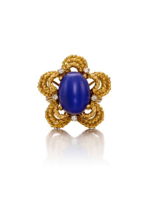 18k Gold Chalcedony and Diamond Ring