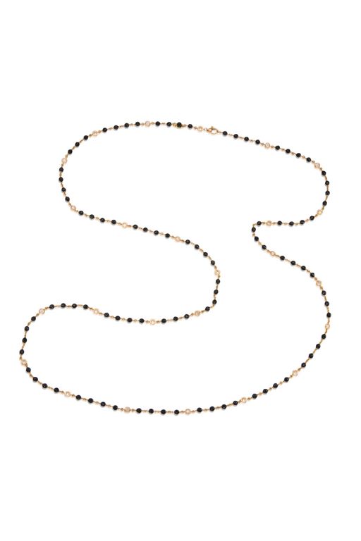 18k Gold Onyx and Diamond Necklace