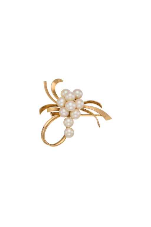 14k Gold Pearl Brooch