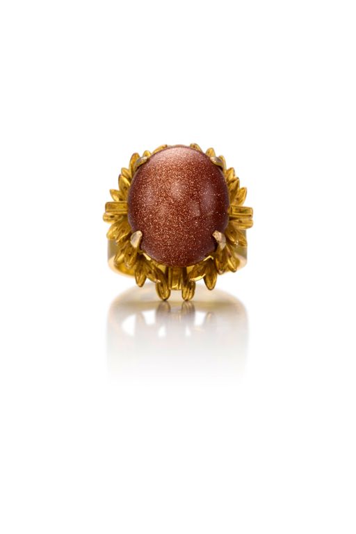 14k Gold Goldstone Ring