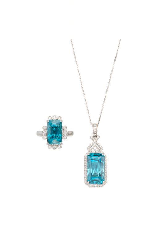14k Gold Zircon and Diamond Jewelry Set