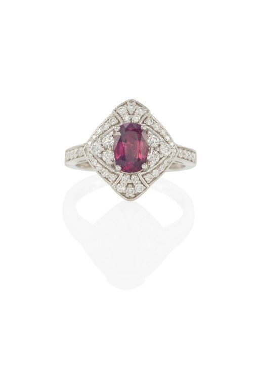 Platinum Sapphire and Diamond Ring