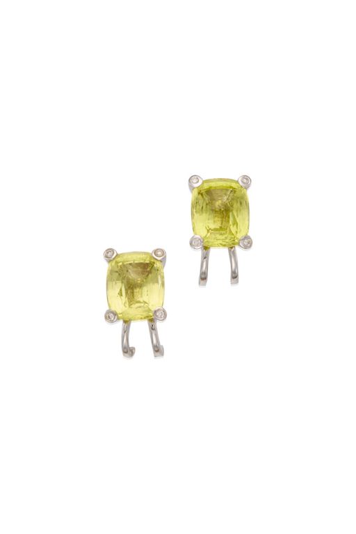 Pair of 18k Gold Quartz and Diamond Earrings